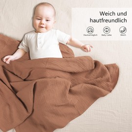 Susurration Baby Swaddling Cloth Muslin Blanket 100% Cotton Thin Breathable Baby Blanket Baby Swaddle Blanket Cloths for Boys and Girls Pack of 2 100 x 100 cm (Dark Brown)