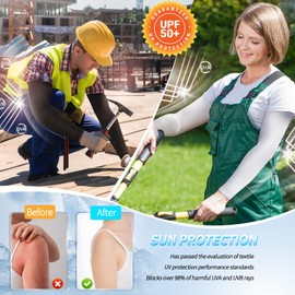 AZOI Arm Sleeves Cooling Sports Sleeve Arm Compression Sleeve UV Sun Protection UPF 50 Tattoo Cover Up for Outdoor（1 pairs）