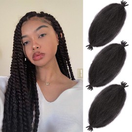 Marley Twist Braiding Hair 3 Packs Springy Afro Twist Hair 18 Inch Kinky Twist Hair Synthetic Spring Twist Crochet Wrapping Hair for Marley Hair Extensions (18 Inch,3Pack,2#)