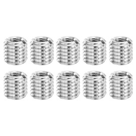 sourcing map Thread Adapters Sleeve Reducing Nut, 10 Pcs M10x1.5 Male to M6x1 Female Stainless Steel Nut Screw Reducer Conversion Fastener, Threaded Insert Repair Sleeve Reducer Nut, Silver