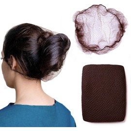150 redecillas para el cabello marrones de 61 cm (24"), invisibles, para mujeres y hombres. Perfectas para moños, para dormir y para el servicio de alimentos en la cocina.
