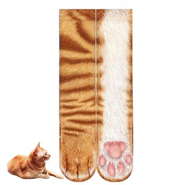 BONTOUJOUR - Calcetines creativos y divertidos para hombre y mujer, unisex, con estampado 3D de patas de animales, novedosos (patas de gato)