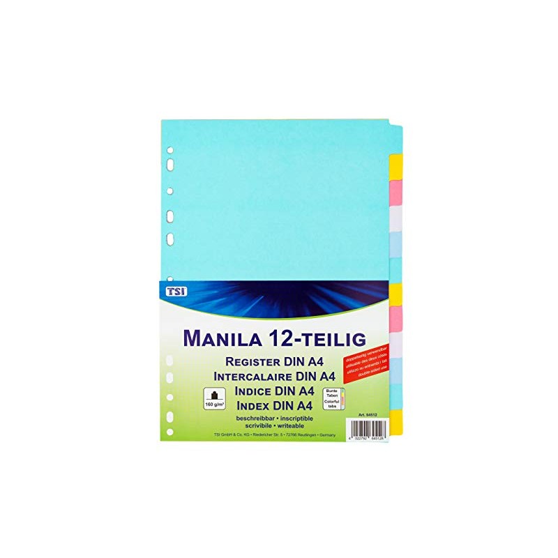 TSI 64512 Index Dividers Made of Sturdy Manila Cardboard 12