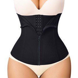 MERYOSZ Waist Trainer Corset Zipper Tummy Control Shapewear Breathable Waist Cincher for Women Body Shaper Sport Girdle (Black,M)