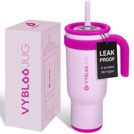 Vaso Termico con Doble Pico, Termo con Popote para Frío y Caliente, Termo Acero Inoxidable para Hombres y Mujeres, Libre de BPA (40 oz / 1200 ml, Baya