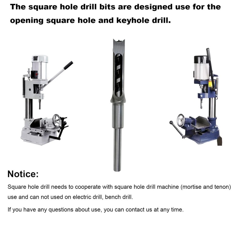 Square Hole Mortise Chisel Drill Bit Tools, HSS Woodworking Hole