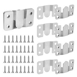 4 Pairs Stainless Steel Flush Mount Bracket, Interlocking Heavy Duty Photo Frame Hook, Interlocking Furniture Connector for Hanging Headboards Large Picture Display Wall Mount Hardware
