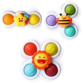 ALASOU 3PCS Pop Suction Cup Spinner Toys for 1 Year Old Boy Girl|Novelty Spinning Tops Toddler Stocking Stuffers|Baby Bath Toy for Kids Ages 1-3|1 Year Old Boy Christmas Birthday Gift for Infant