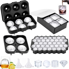 Moldes de Silicona para Hielo, 4 Pcs Bandejas para Cubitos de Hielo Sin BPA
