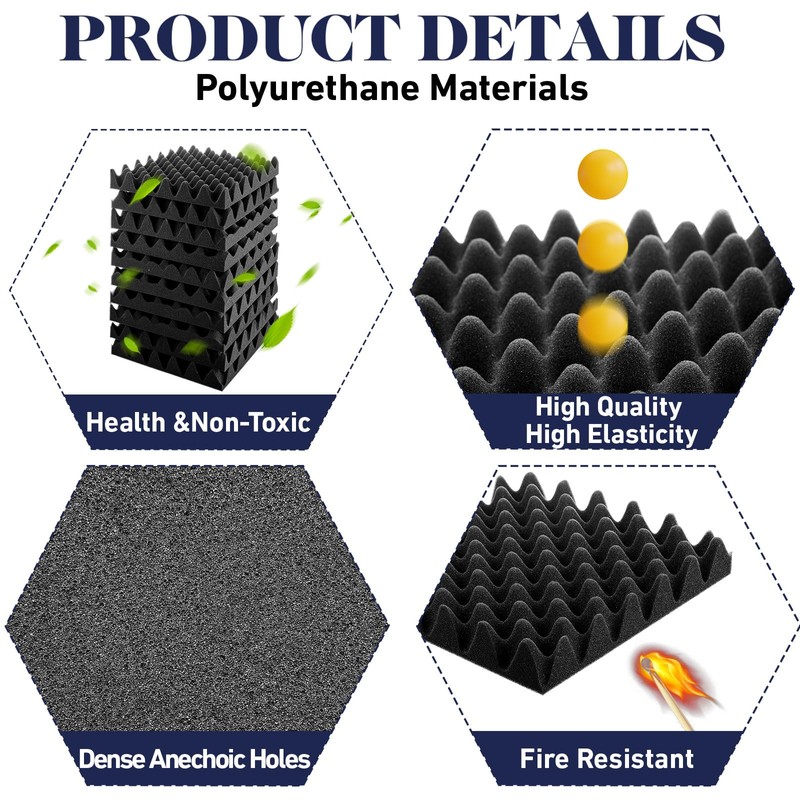 Pangda 36 Pack Acoustic Foam Panels 12 x 12 x