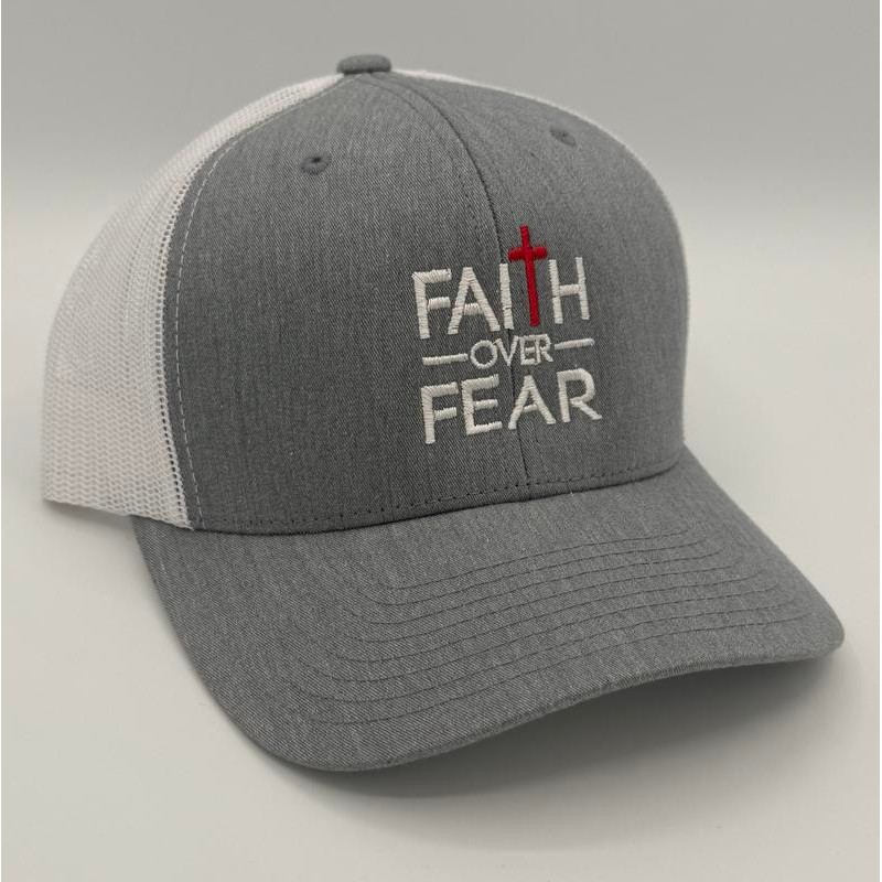 Faith Over Fear Embroidered Trucker Hat:_Black