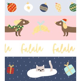 folia 26450 Washi Tape Made of Rice Paper, 4 Rolls of Masking Tape Each 2 m, 2 Rolls Approx. 15 mm Wide and 2 Rolls Approx. 10 mm Wide, Ideal for Decorating and Decorating