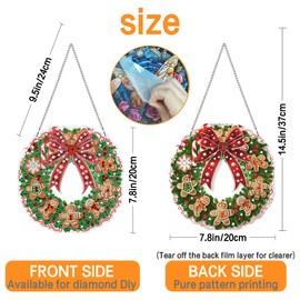 Ginfonr Diamond Painting Kits Hanging Pendant, Wreaths Sun Catcher for Front Door Sign,Christmas Summer Porch Decor for Outdoor, Double Sided Hanging Kits for Garden Window (8 x 8inch)