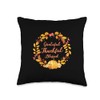 Displace Design Thanksgiving Grateful Thankful and Blessed Wreath Throw Pillow,