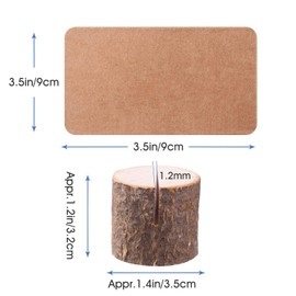 Toncoo 18Pcs Premium Wood Place Card Holders and 30Pcs Kraft Table Place Cards, Rustic Table Number Holders , Wood Photo Holders, Ideal for Wedding Party Table Name and More