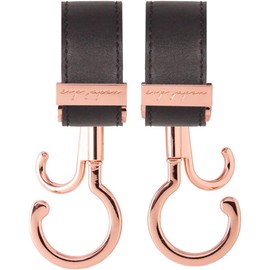e.x.p.japon e-bgh09pg Baggy Hook, PKG-Synthetic Leather, Black, 360° Swivel, Double Hooks, Stroller Storage Hook, Load Capacity Approx. 132.0 lbs (60 kg), 2 Pieces