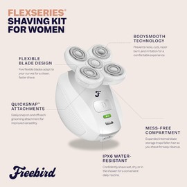 Freebird FlexSeries Electric Razor for Women - Silk Smooth Legs, Body Hair, & Pubic Shaver - for Private Area, Sensitive Skin, Bikini Trimmer