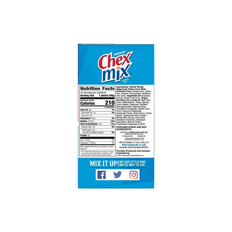 Chex Mix Traditional Snack Mix, 1.75 oz, 10 count