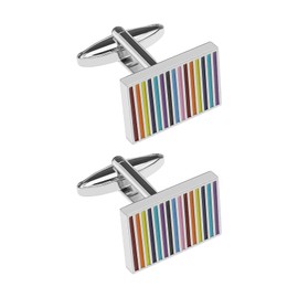 The Lord of the Tools 1 Pair Colourful Stripes Rectangle Cufflinks Copper Rainbow Cufflinks for Business Meetings, Weddings, Anniversaries, Birthday Parties, Metal