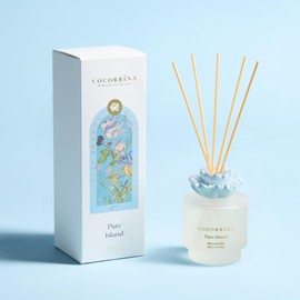 Cocorrina Gypsum Flower Reed Diffuser Set for Bathroom Décor – Pure Island Scent, 6.76 oz with Sticks & Oil – Home Fragrance for Bathroom & Living Space