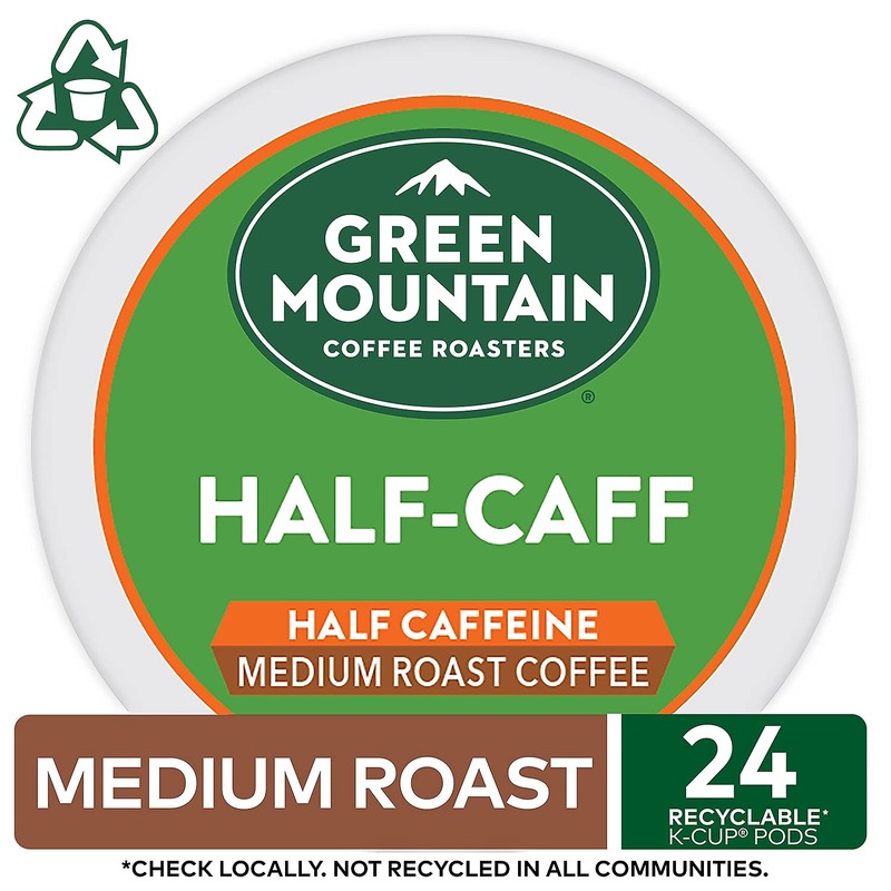 Green Mountain Coffee Roasters Half Caff, Single-Serve Keurig K-Cup Pods,