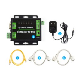 Waveshare Industrial RS232/RS485 to Ethernet Converter with Dual Serial Ports High-Speed Low-Power High-Stability Upgradable Easy to Communicate Between RS485 and RJ45 Port Ethernet