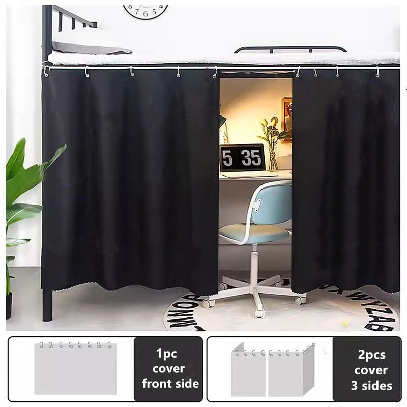 Gxi Black Blackout Bottom Bunk Bed Curtain Privacy Canopy Single