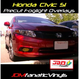 JDMFV 12-15 Civic SI COUPE Fog Light Mugen JDM Yellow Tint Overlays Vinyl Film Decal