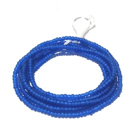 Frosted Glass Waist Beads, 42-Inch Tie-On Strand, 9 Rainbow Colors (Blue)