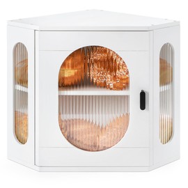 Sunhoo Bread Box for Kitchen Countertop Corner Bread Storage Wooden Breadbox Container 2 Layer Bread Holder Keeper Large Farmhouse Bread Bin Shelf for Homemade Pantry Vintage Acrylic Window (White)