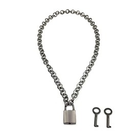 Destiny Love Padlock Choker Collar Necklace with Lock and Two Keys Lock Necklace with Black Box for Women and Men (G, 16)