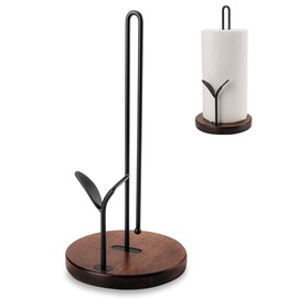 Paper Towel Holder Countertop, Wood Paper Towel Holder Stand, Easy One-Handed Tear Rustic Paper Roll Holder for Kitchen Dining Table Home Decor, High Model Easy to Install(for 11" Paper)