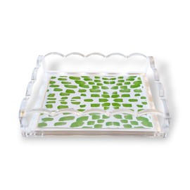 GRAHAM DESIGN Scalloped Acrylic Mini Tray — Magnetic Mat for 5 x 7 or 4 x 6 Photos, Art, or Messages, Clear