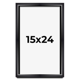 15x24 Shadow Box Black Beveled Display Frame | 1.5 Inches Deep | 1 Inch Wide Moulding | Includes Shatter Resistant Acrylic Plexiglas, Acid-Free Backing and Hanging Hardware