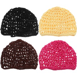 Anneome Gorro de Crochet Redecilla Pelo 4piezas de Poliéster Reutilizable para Dormir y Proteger el Cabello Estilo y Comodidad