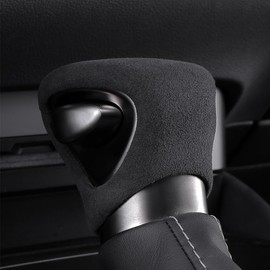 CHARMINGHORSE Car Interior Suede Leather Gear shift Knob Cover Trim Compatible with Lexus ES UX 250 250h 300h 350 2019 2020 2021 2022 2023 2024 F Sport Accessories (DARK GREY)
