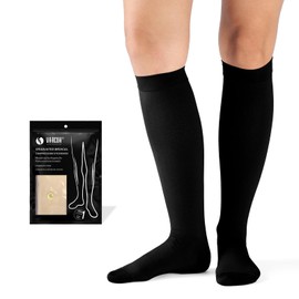 VARCOH Compression Socks for Women, Compression socks Men, Compression Socks Knee High, Best for Improve Varicose Veins,Leg Blood Circulation (L,Black)