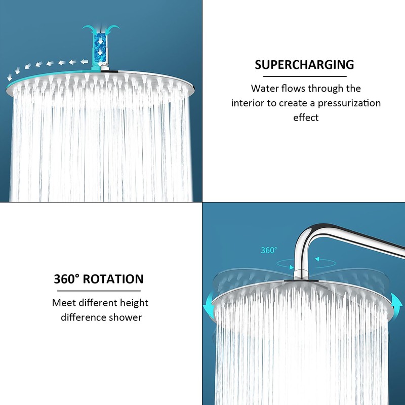 1 x Round Shower Head, Rain Shower Head Made of