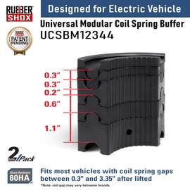U.S. RubberShox UCSB Series Universal Front-Rear Automobile Coil Spring Buffer/Spacer and Suspension Shock Absorber, Hardness 80HA (1/4 Module)