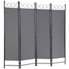 4 Panel Room Divider 6FT Steel Frame Screen Folding Privacy