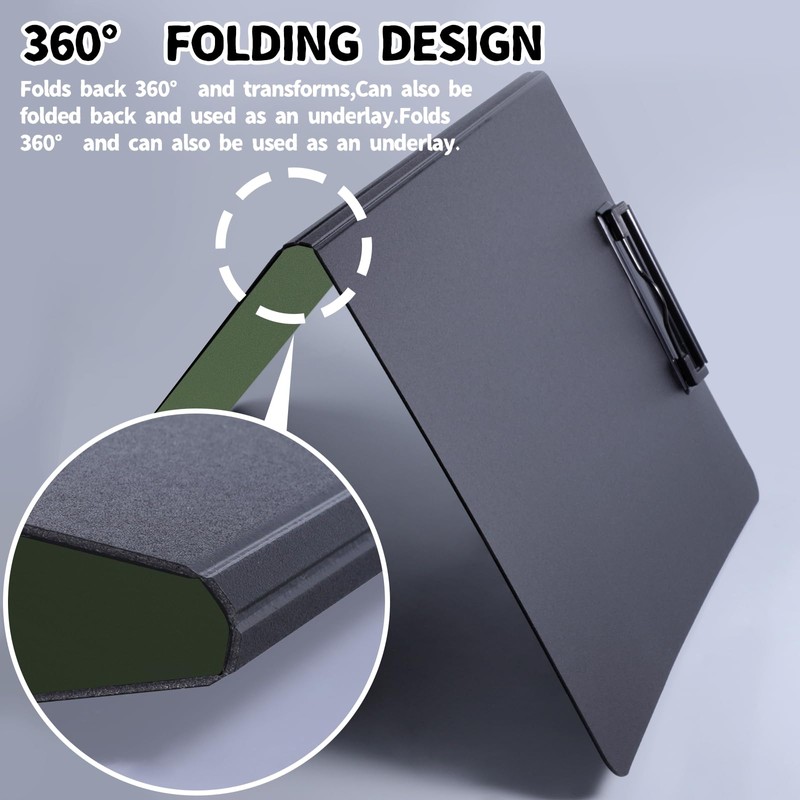 FRETONBA Clipboard A4 with Double Clips, 2 Pieces Foldover Clip