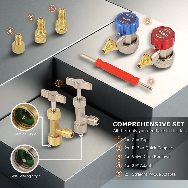 AURELIO TECH UPGRATED Version 4 Way A/C Manifold Gauge Set