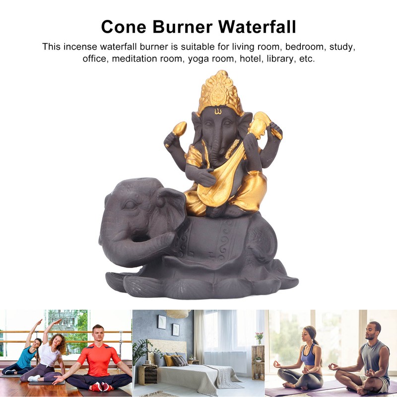 Backflow Incense Burner Pipa Elephant Purple Sands Gold Drawing Portable