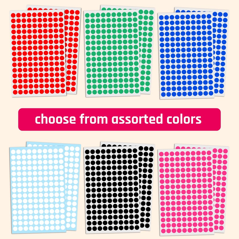 3,000 Pack, 10mm Round Dot Stickers Sticky Labels - Yellow