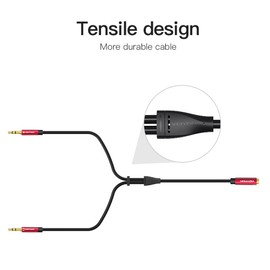 Vention 3.5mm aux y splitter 2 jack male to 1 female headphone earphones mic audio adapter cable lead (0.3m)