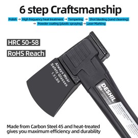 Chopping Axe, 18”Camping Outdoor Hatchet for Wood Splitting and Kindling, Forged Carbon Steel Heat Treated Hand Maul Tool, Nylon Handle Shock Reduction Handle with Anti-Slip Grip