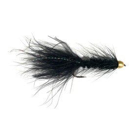 Feeder Creek Conehead Wooly Bugger Fly Fishing Wet Flies for Trout, Bass, Salmon and Other Freshwater Fish, One Dozen Streamer Flies, Different Sizes & Colors Available (Black, 4)