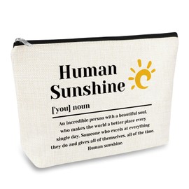 Sunshine Gifts Inspirational Makeup Bag Human Sunshine Gift Appreciation Gifts for Women Teacher Nurse Employee Cosmetic Bag Mother's Teachers' Day Administrative Professional Day Nurses' Week Gifts