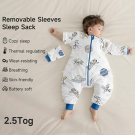 usbettas Toddler Sleep Sack with Feet, 2.5 TOG Removable Long Sleeve Winter Sleep Sack with Legs, Super Warm Baby Sleeping Bag Quilted Wearable Blankets for Kids 36-60 Months