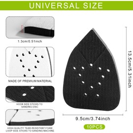 10pcs Detail Sanding Interface Pad Hook and Loop, 12 Holes Electric Sander Disc Sander Pads Sheets Multi Tool Triangle Sandpaper Backing Pad for Balance Pressure and Grind Evenly